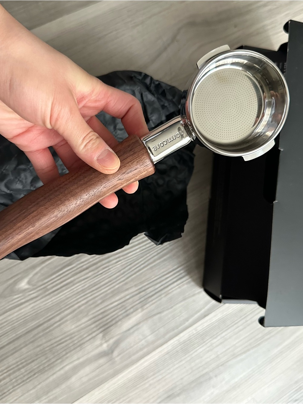 Normcore 57mm Bottomless Walnut Wood Handle Portafilter
